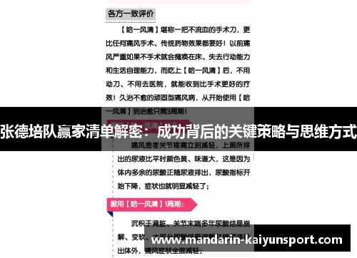 张德培队赢家清单解密：成功背后的关键策略与思维方式