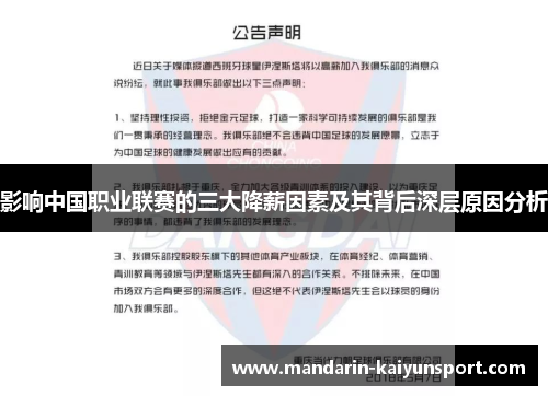 影响中国职业联赛的三大降薪因素及其背后深层原因分析