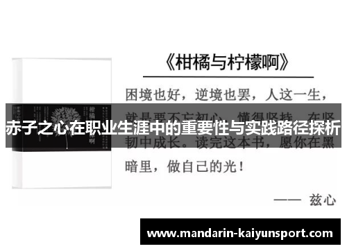 赤子之心在职业生涯中的重要性与实践路径探析